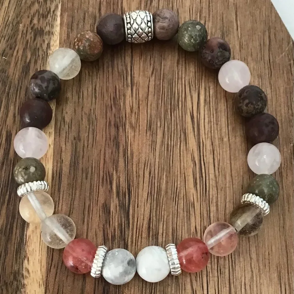 Brand New‎ Handmade Stretch Jasper, Howlite, Cherry Quartz, and